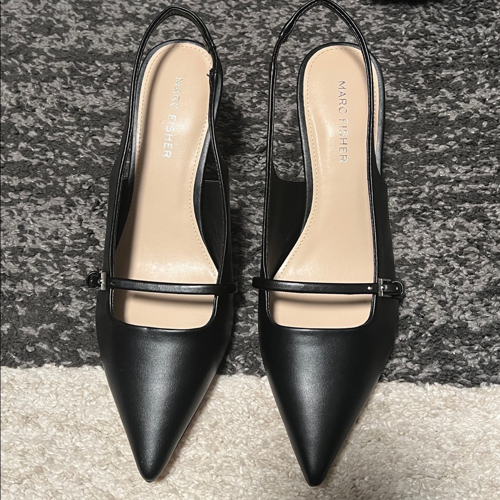 Marc Fisher Alorie 2 kitten heel slingback pumps with strap, black, size 8 NIB! - Picture 4 of 8